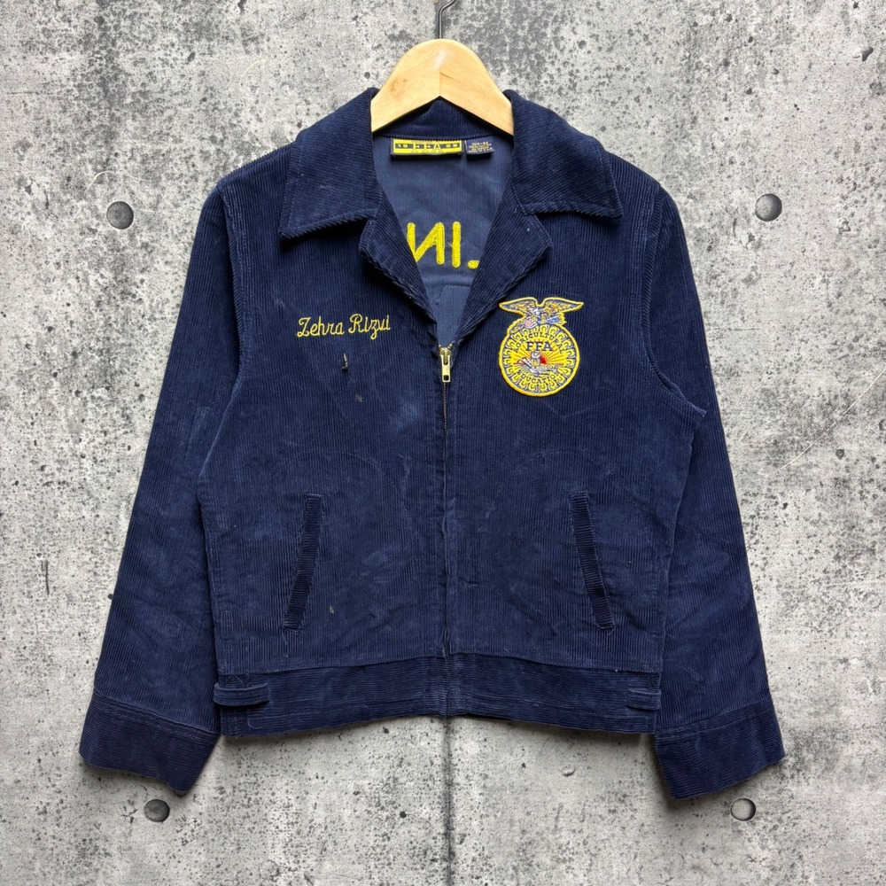 FFA Corduroy Jacket Illinois Naperville Central Navy Blue Vintage Size 100-32